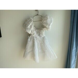 BHLDN Cleo Square Neck Puff Sleeve Mini - Removable Sleeves Size 6 NWOT